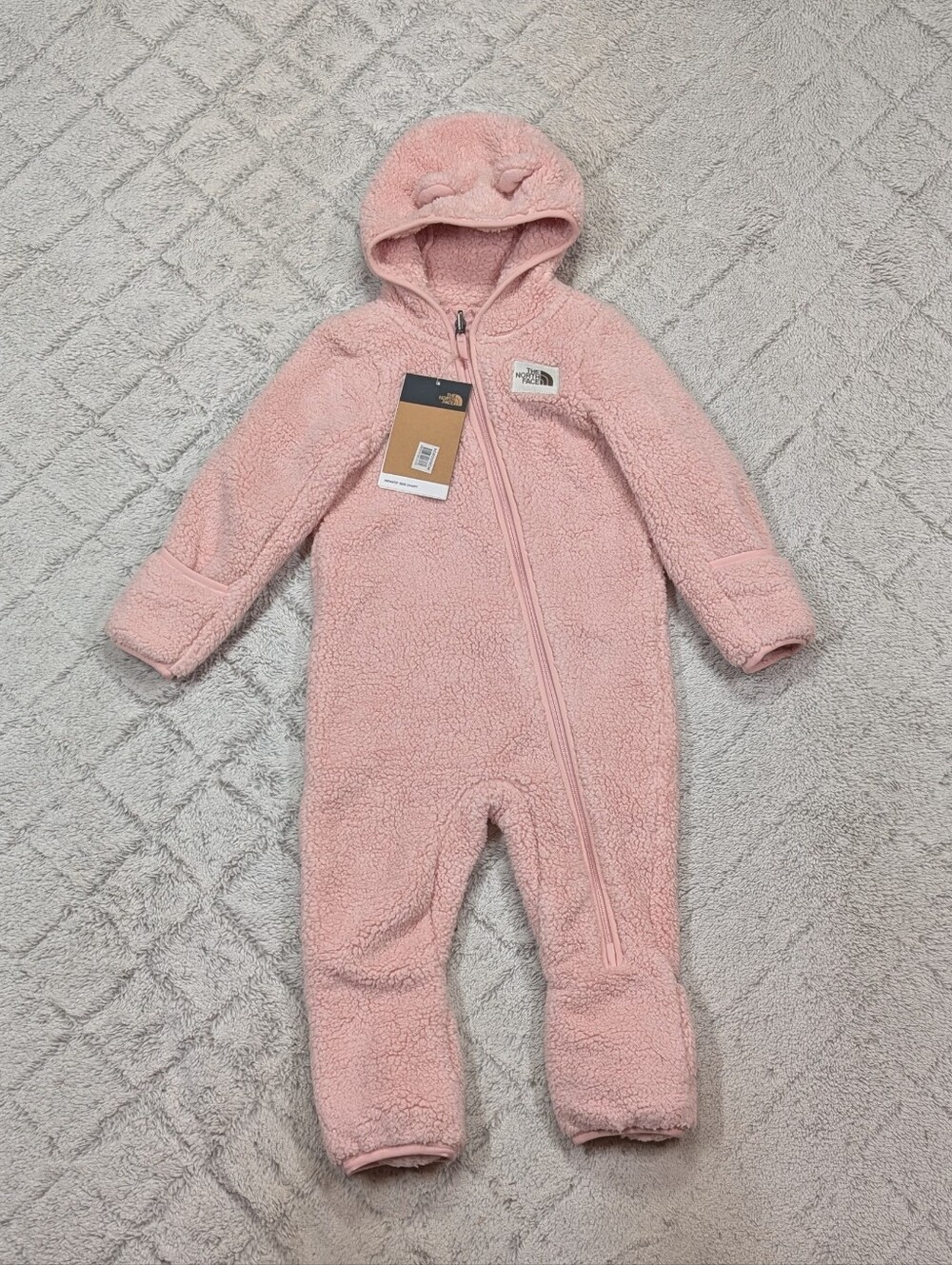 The North Face Jumpsuit Kids 18-24 M Pink Peach Campshire Fleece One Piece NEW